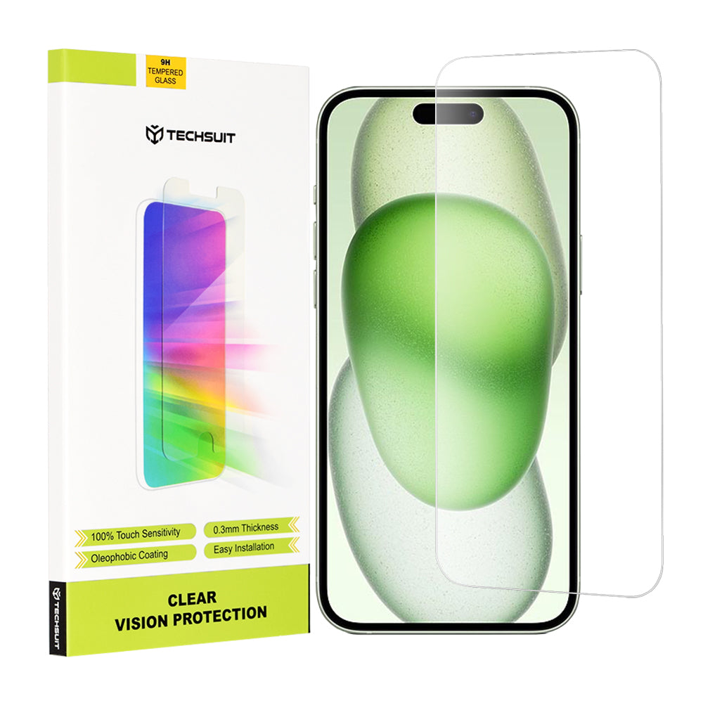 Ochranná fólie na displej Techsuit Clear Vision pro Apple iPhone 16 Plus / 15 Plus / 15 Pro Max, tvrzené sklo, plné lepidlo