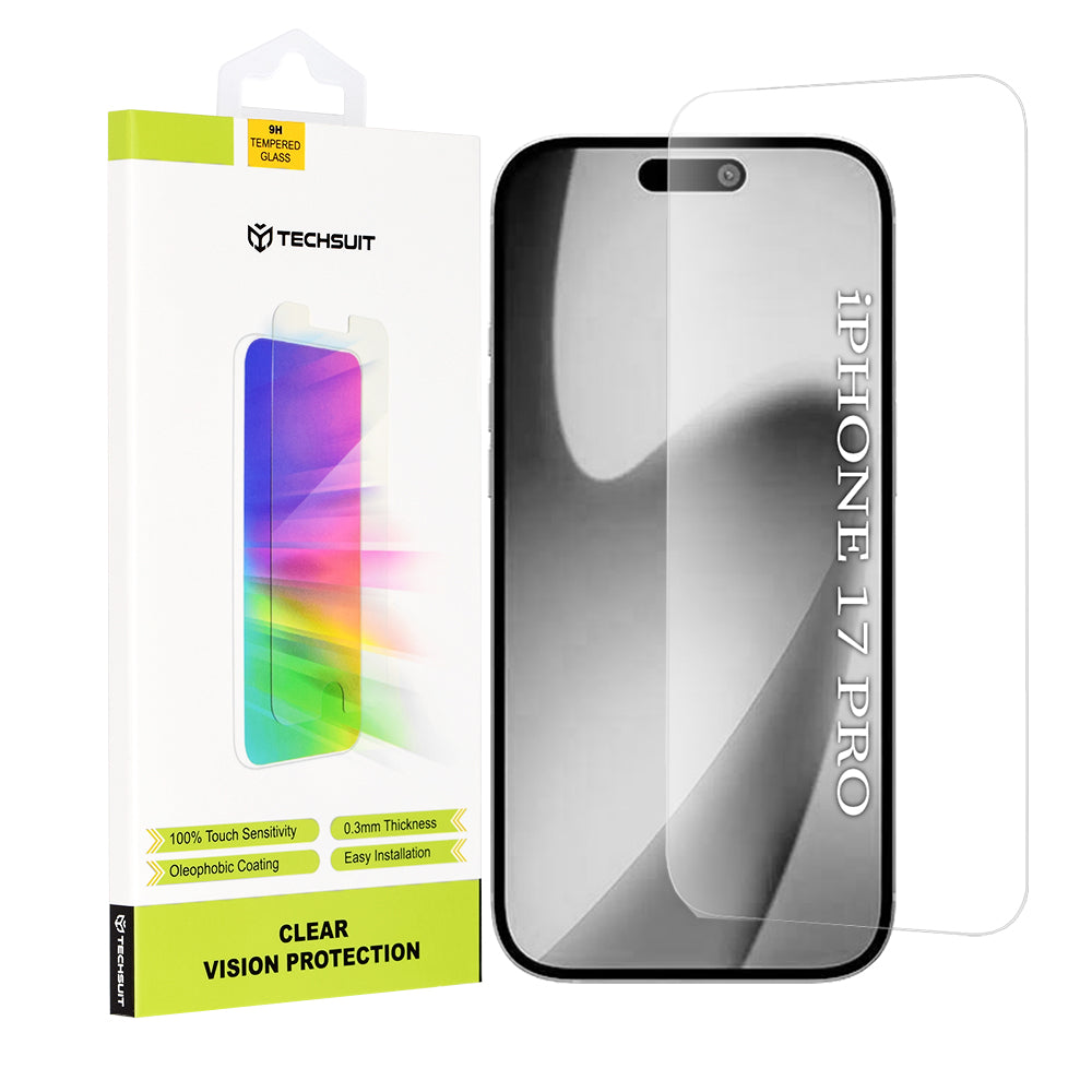 Ochranná fólie na displej Techsuit Clear Vision pro Apple iPhone 17 Pro, Tvrzené sklo, Full Glue