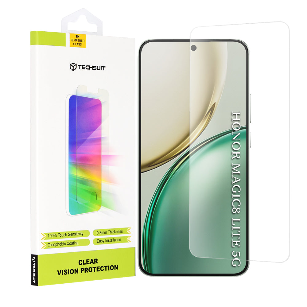Ochranná fólie na displej Techsuit Clear Vision pro Honor Magic8 Lite, Tvrzené sklo, Full Glue