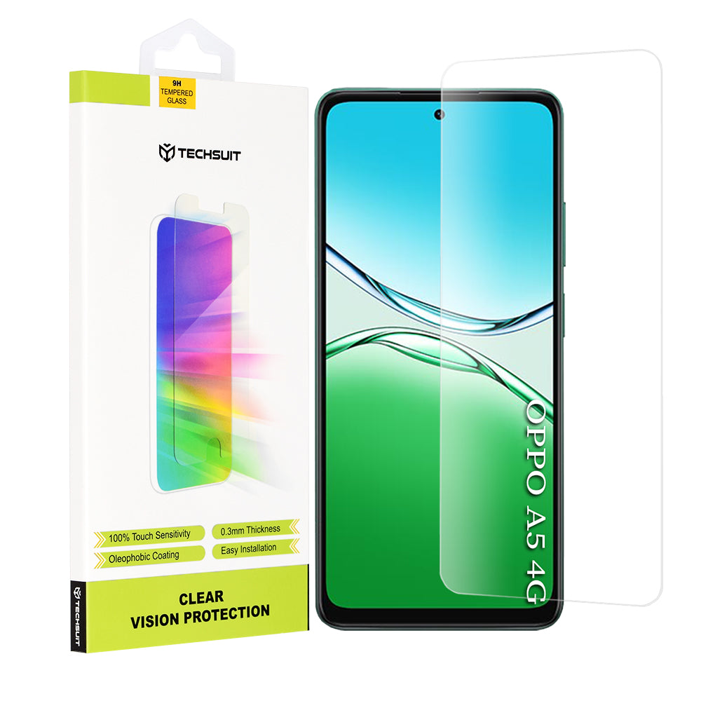 Ochranná fólie na displej Techsuit Clear Vision pro Oppo A5 4G, tvrzené sklo, plné lepidlo