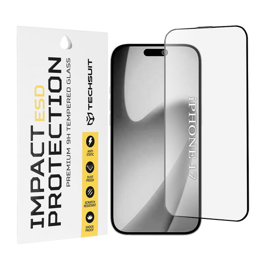 Ochranná fólie Techsuit pro Apple iPhone 17, Tvrzené sklo, Full Glue, Černá