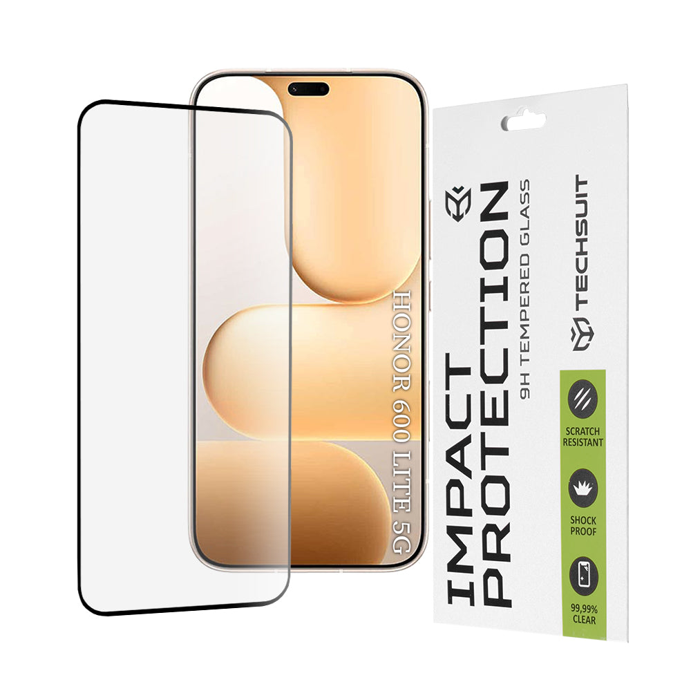 Ochranná fólie Techsuit na displej pro Honor 600 Lite, Tvrzené sklo, Full Glue, 111D, Černá