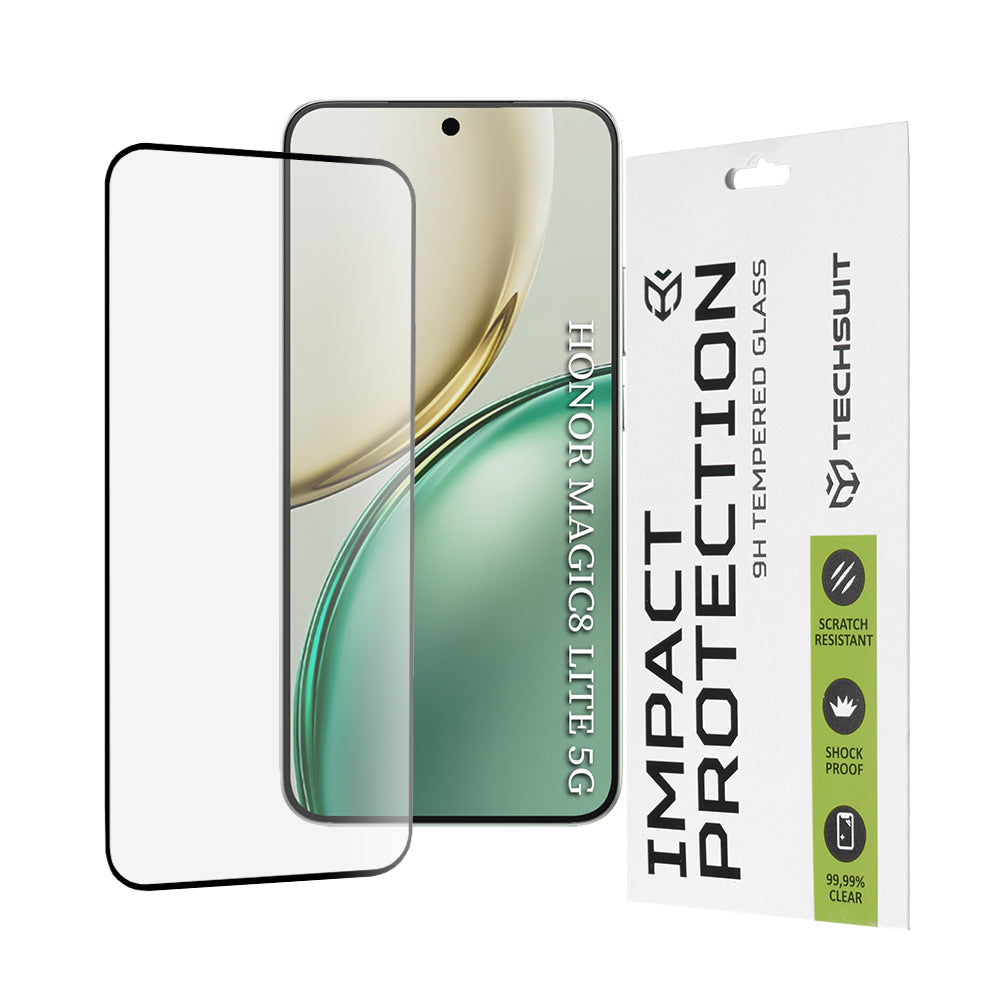 Ochranná fólie Techsuit na displej pro Honor Magic8 Lite, Tvrzené sklo, Full Glue, 111D, Černá