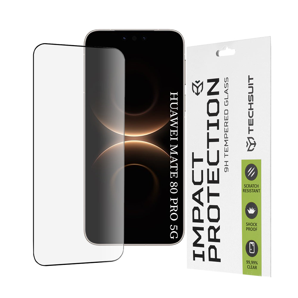 Ochranná fólie Techsuit pro Huawei Mate 80 Pro, Tvrzené sklo, Full Glue, 111D, Černá
