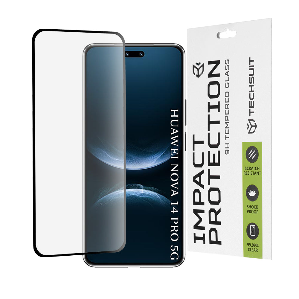 Ochranná fólie na displej Techsuit pro Huawei nova 14 Pro, Tvrzené sklo, Full Glue, 111D, Černá
