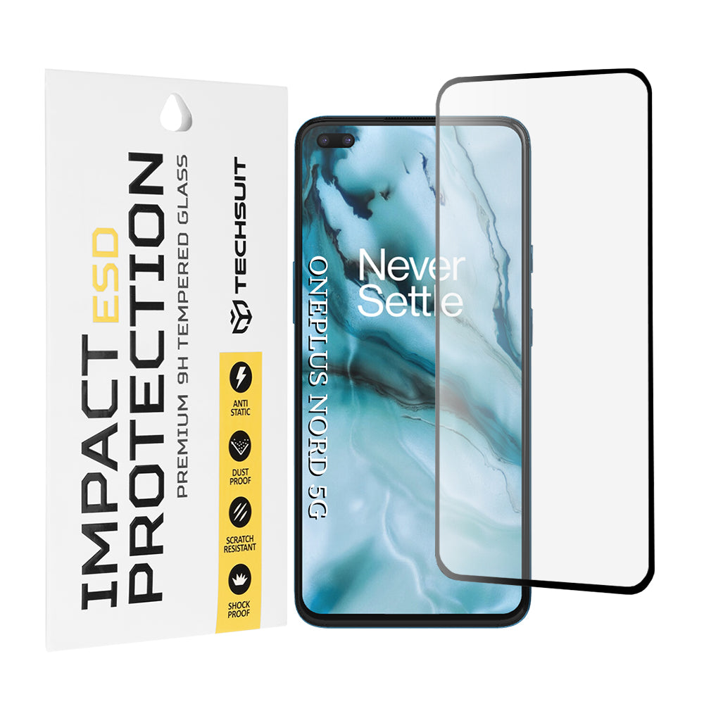 Techsuit Screen Protector for OnePlus Nord 5, Tempered Glass, Full Glue, Black