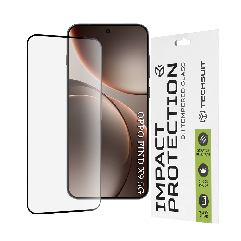 Ochranná fólie Techsuit na displej pro Oppo Find X9, Tvrzené sklo, Full Glue, 111D, Černá