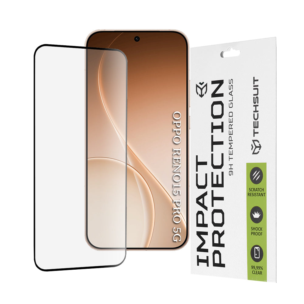 Ochranná fólie Techsuit na displej pro Oppo Reno15 Pro, Tvrzené sklo, Full Glue, 111D, Černá