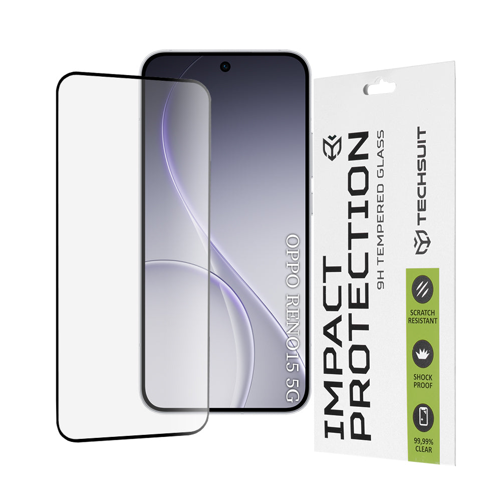Ochranná fólie Techsuit na displej pro Oppo Reno15, Tvrzené sklo, Full Glue, 111D, Černá