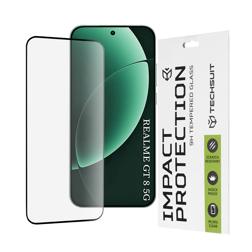 Ochranná fólie Techsuit na displej pro Realme GT 8 Pro, Tvrzené sklo, 111D, Černá