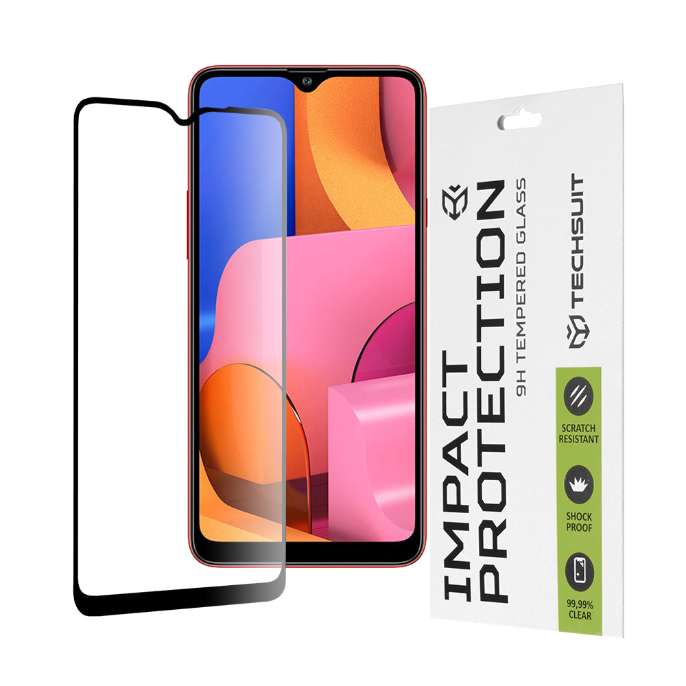 Ochranná fólie na displej Techsuit pro Samsung Galaxy A20s A207, tvrzené sklo, Full Glue, 111D, černá