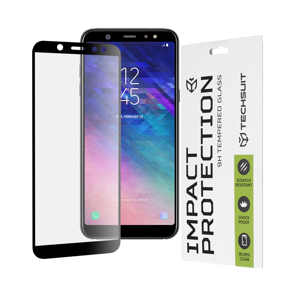 Ochranná fólie na displej Techsuit pro Samsung Galaxy A6 Plus (2018) A605, tvrzené sklo, Full Glue, 111D, černá