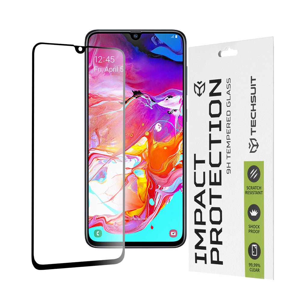Ochranná fólie na displej Techsuit pro Samsung Galaxy A70s A707 / A90 5G A908 / A70 A705, tvrzené sklo, Full Glue, 111D, černá