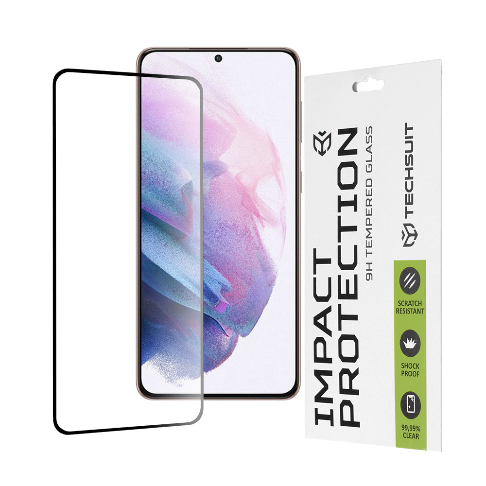 Ochranná fólie na displej Techsuit pro Samsung Galaxy S21+ 5G G996, tvrzené sklo, plné lepidlo, 111D, černá