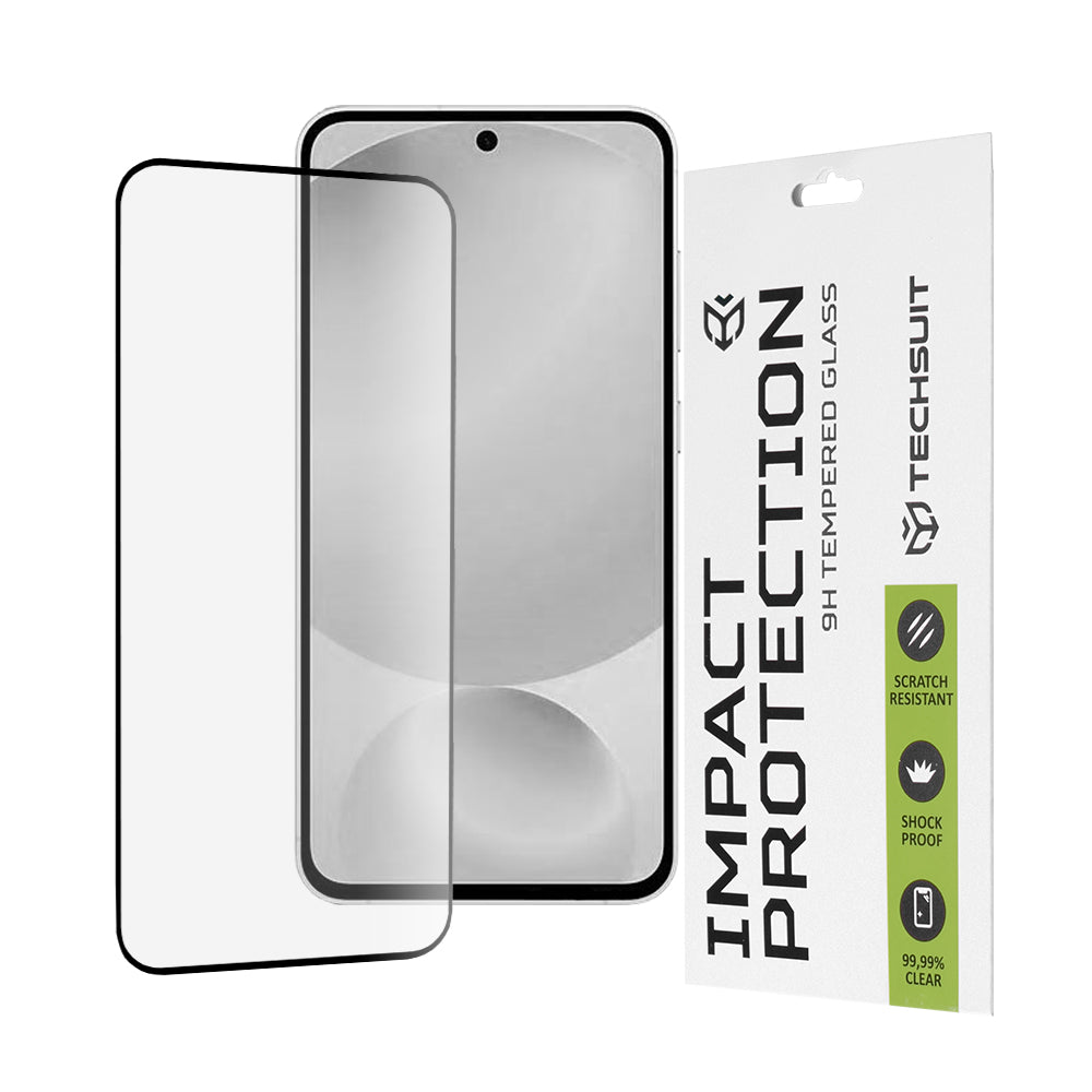 Ochranná fólie na displej Techsuit pro Samsung Galaxy S25 FE, tvrzené sklo, Full Glue, 111D, černá