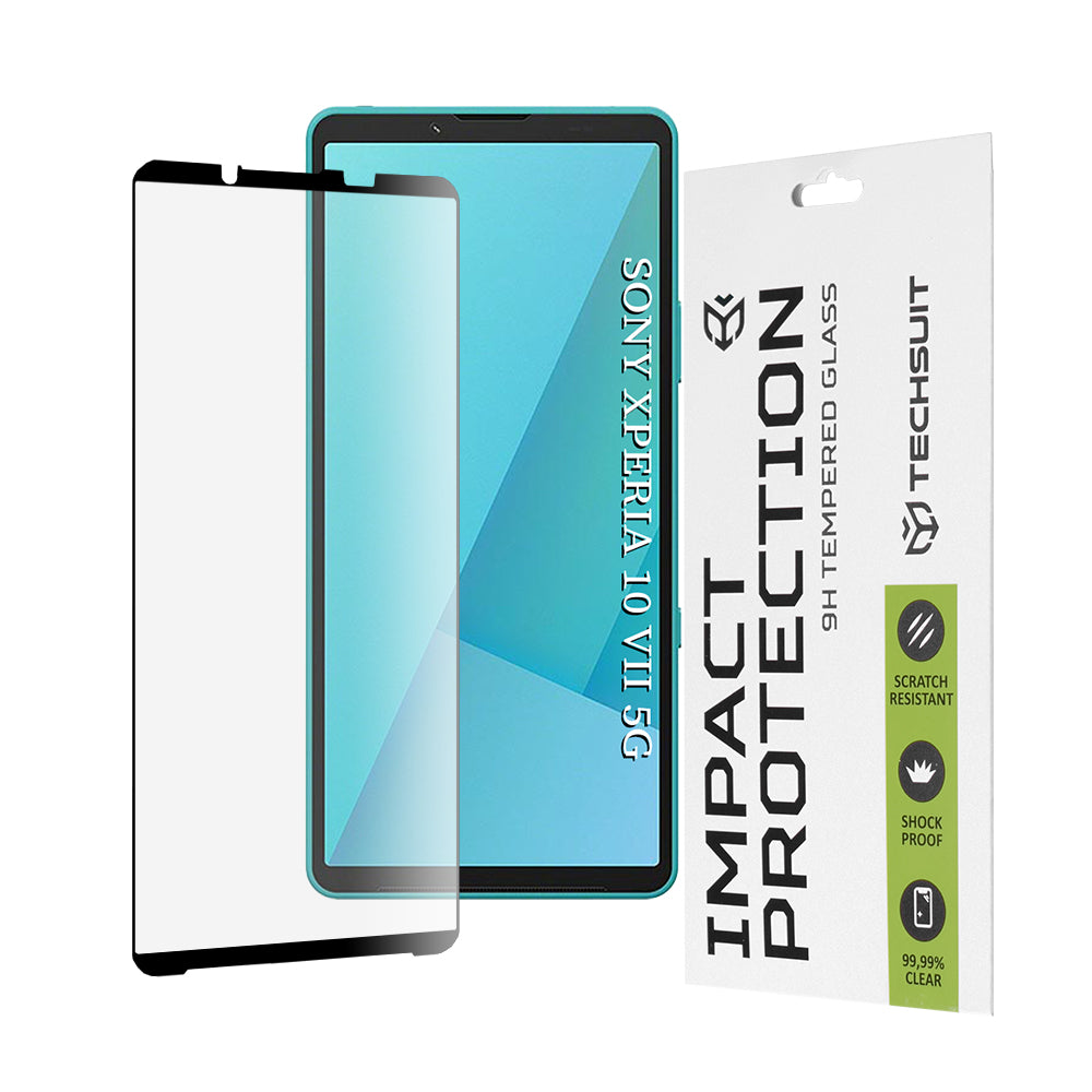 Ochranná fólie na displej Techsuit pro Sony Xperia 10 VII, tvrzené sklo, Full Glue, 111D, černá