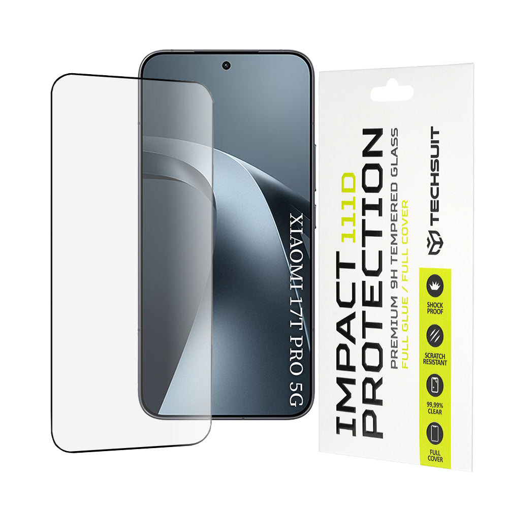 Ochranná fólie na displej Techsuit pro Xiaomi 17T Pro, tvrzené sklo, Full Glue, 111D, černá