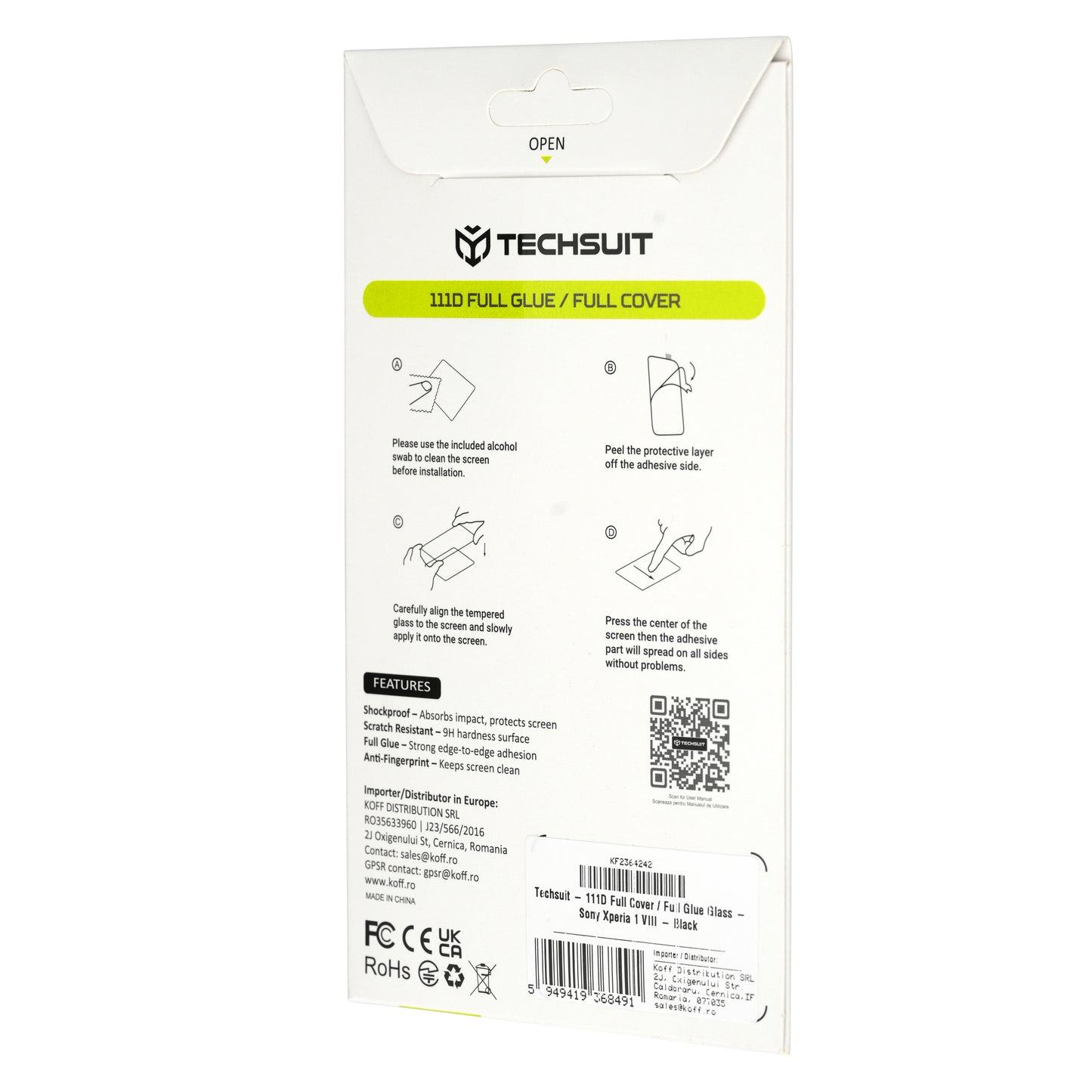 Ochranná fólie na displej Techsuit pro Xiaomi 17T Pro, tvrzené sklo, Full Glue, 111D, černá