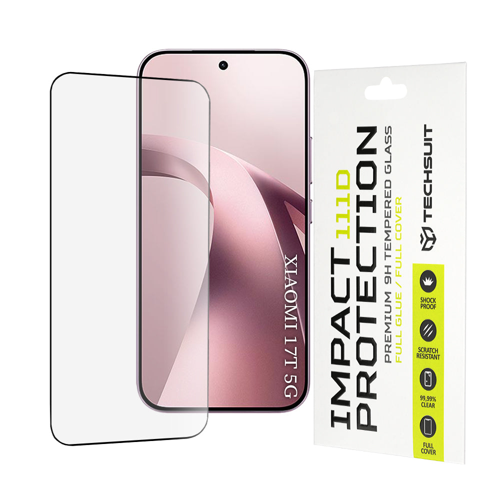 Ochranná fólie na displej Techsuit pro Xiaomi 17T, tvrzené sklo, Full Glue, 111D, černá