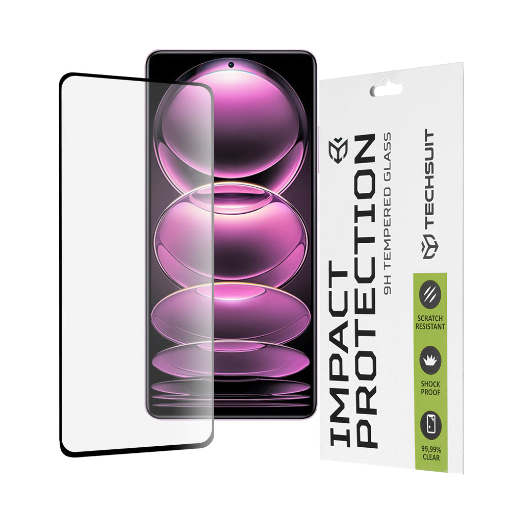 Ochranná fólie na displej Techsuit pro Xiaomi Poco X5 Pro / Redmi Note 12 Pro 5G / Note 12 Pro+, tvrzené sklo, plné lepidlo, 111D, černá