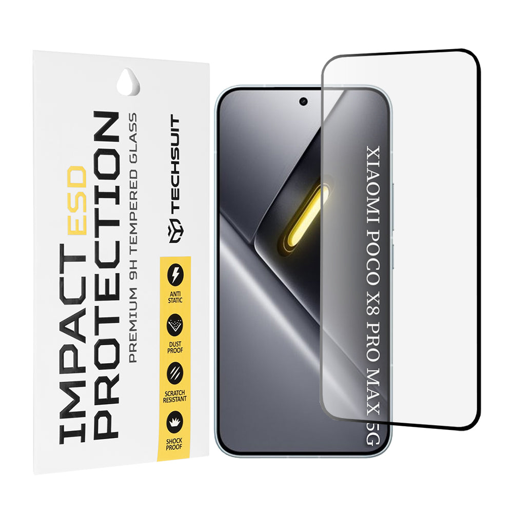 Ochranná fólie na displej Techsuit pro Xiaomi Poco X8 Pro Max, Tvrzené sklo, Full Glue, Černá