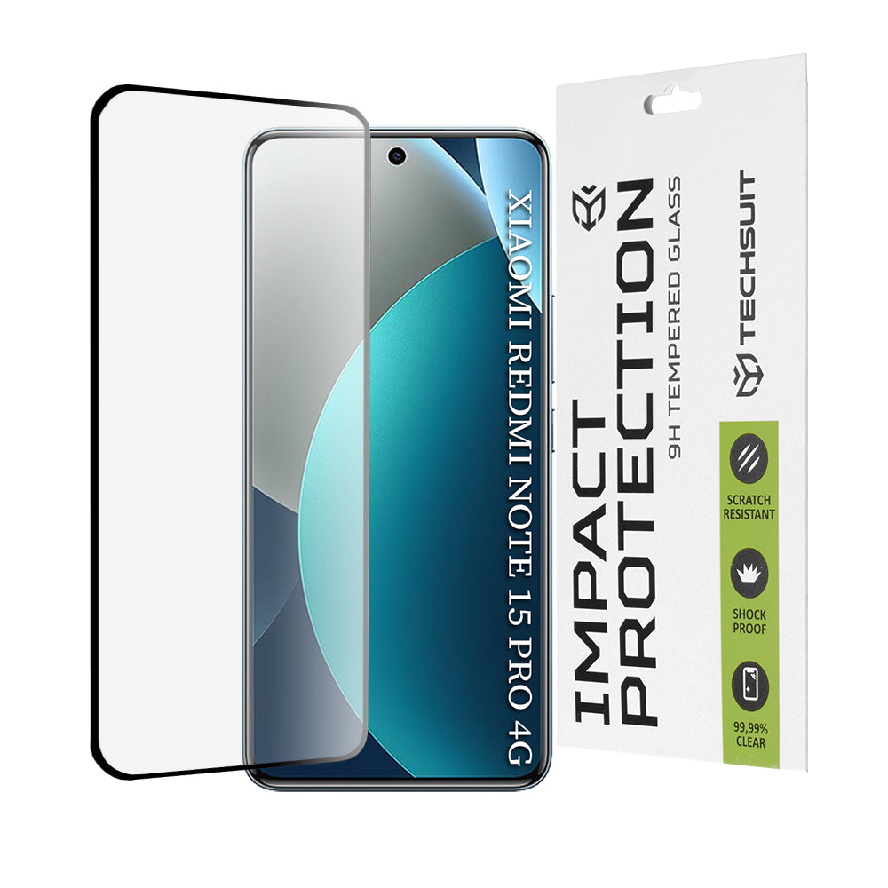 Ochranná fólie Techsuit na displej pro Xiaomi Redmi Note 15 Pro 4G, Tvrzené sklo, Full Glue, 111D, Černá
