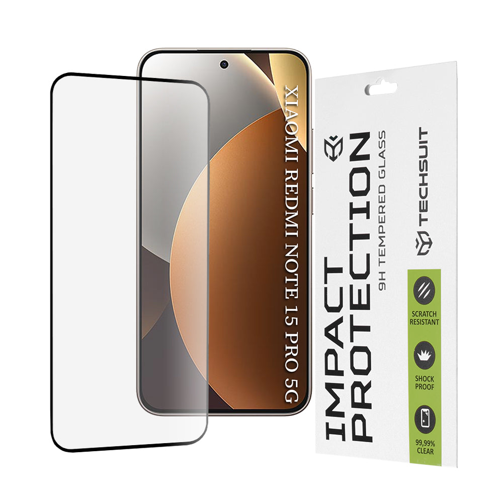 Ochranná fólie Techsuit na displej pro Xiaomi Redmi Note 15 Pro 5G, Tvrzené sklo, Full Glue, 111D, Černá