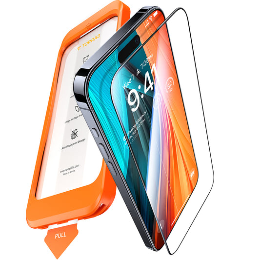 Ochranná fólie na displej Torras GlassGo Install Master pro Apple iPhone 16 Pro Max, tvrzené sklo, plné lepidlo, černá
