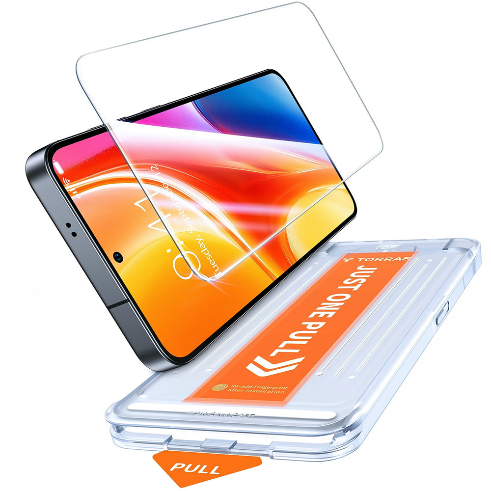 Ochranná fólie na displej Torras GlassGo Install Master pro Samsung Galaxy S26 S942, Tvrzené sklo, Full Glue, Průhledná
