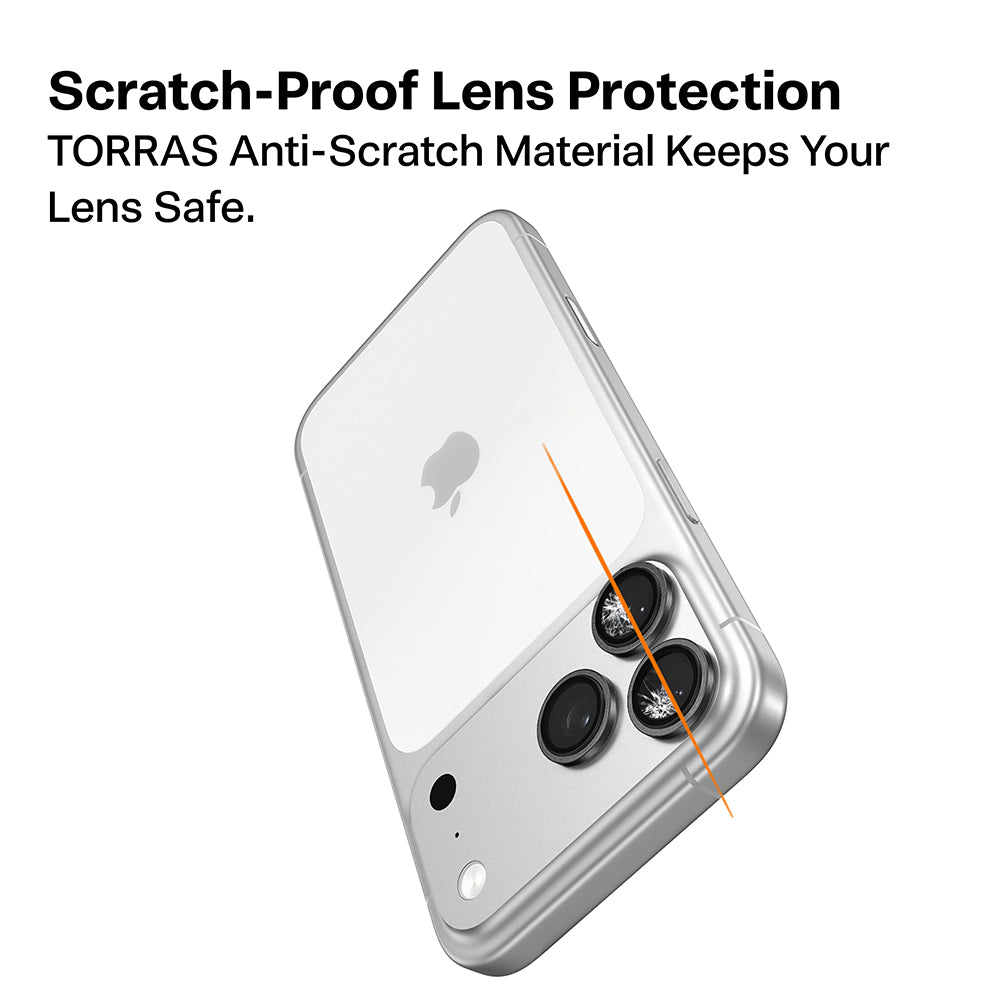 Ochranná fólie na zadní kameru Torras Lensguard pro Apple iPhone 17 Pro Max / 17 Pro, tvrzené sklo, oranžová