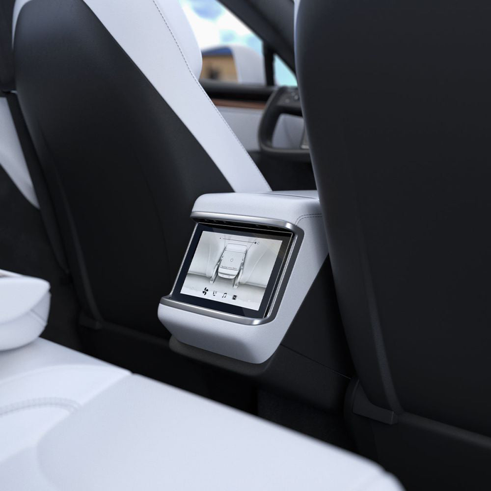Ochranná fólie Spigen GlastR Slim Anti-Glare pro skutečný dotykový displej Tesla X / S (2022 - 2021), Tvrzené sklo, Černá