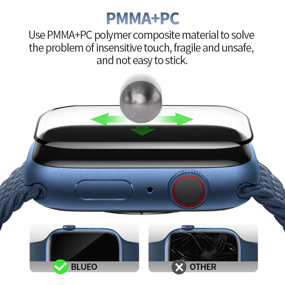 Blueo High Molecule Protective Film for Apple Watch Series 10 42mm, Tempered Glass, Black