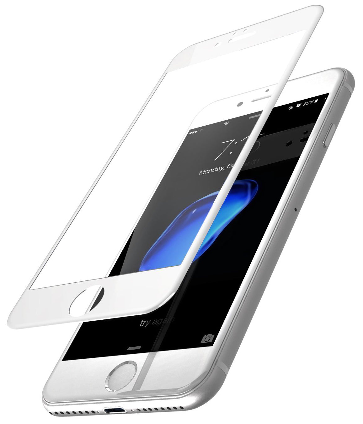 Ochranná fólie na displej OEM pro Apple iPhone SE (2022) / SE (2020) / 8, Tvrzené sklo, Full Glue, 5D, Bílá