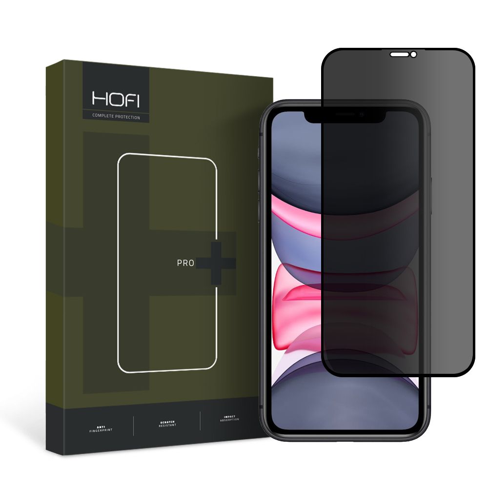 Ochranná fólie na displej Privacy HOFI PRO+ pro Apple iPhone 11 / XR, Tvrzené sklo, Full Glue