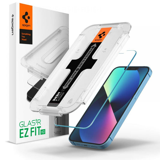 Ochranná fólie Spigen EZ FIT pro Apple iPhone 16e / 14 / 13 Pro / 13, sklo, celoplošné lepení AGL03724