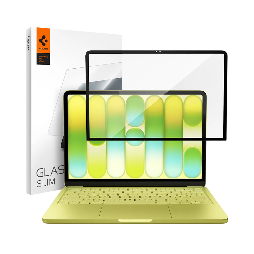Spigen GlastR Slim Screen Protector Film for Apple MacBook Neo 13inch, Tempered Glass, Black AGL11669