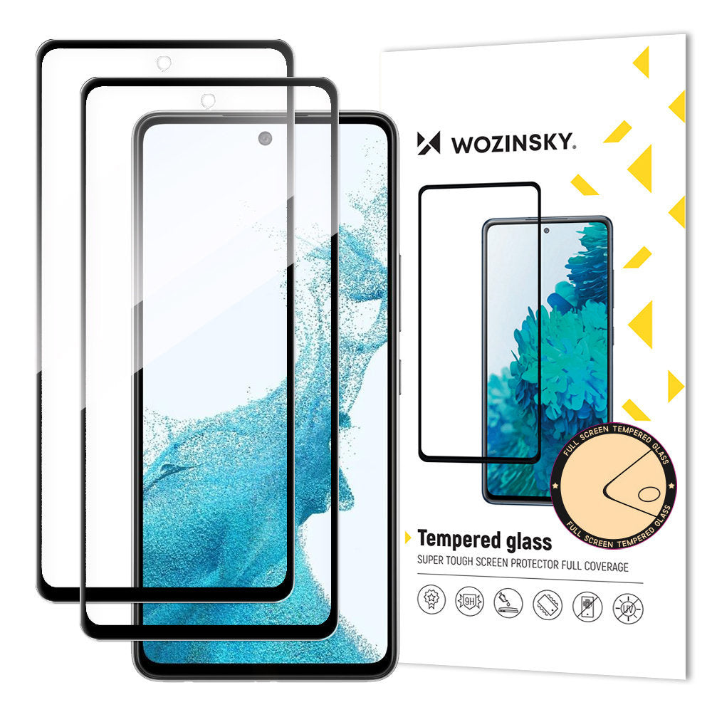 Ochranná fólie na displej WZK pro Samsung Galaxy A53 5G A536, Tvrzené sklo, Full Glue, Sada 2 kusy, Černá