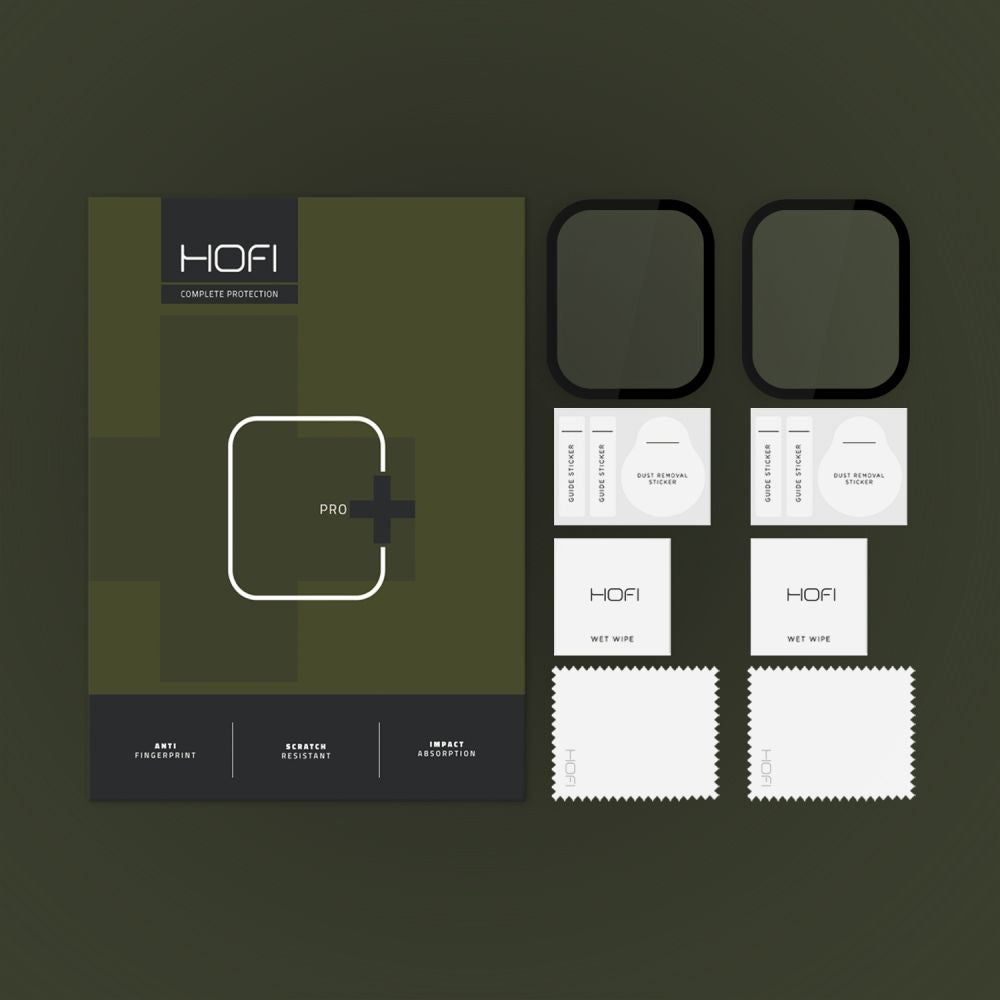 Ochranná fólie HOFI Hybrid PRO+ pro Apple Watch 41mm Series, Sada 2 kusy, Plast, Černá