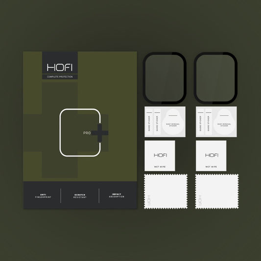 Ochranná fólie HOFI Hybrid PRO+ pro Apple Watch řady 45 mm, sada 2 kusů, plast, černá
