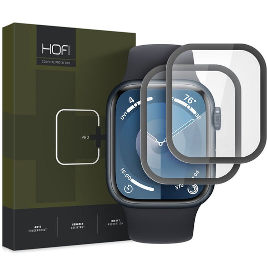 Ochranná fólie HOFI Hybrid PRO+ pro Apple Watch řady 45 mm, sada 2 kusů, plast, černá
