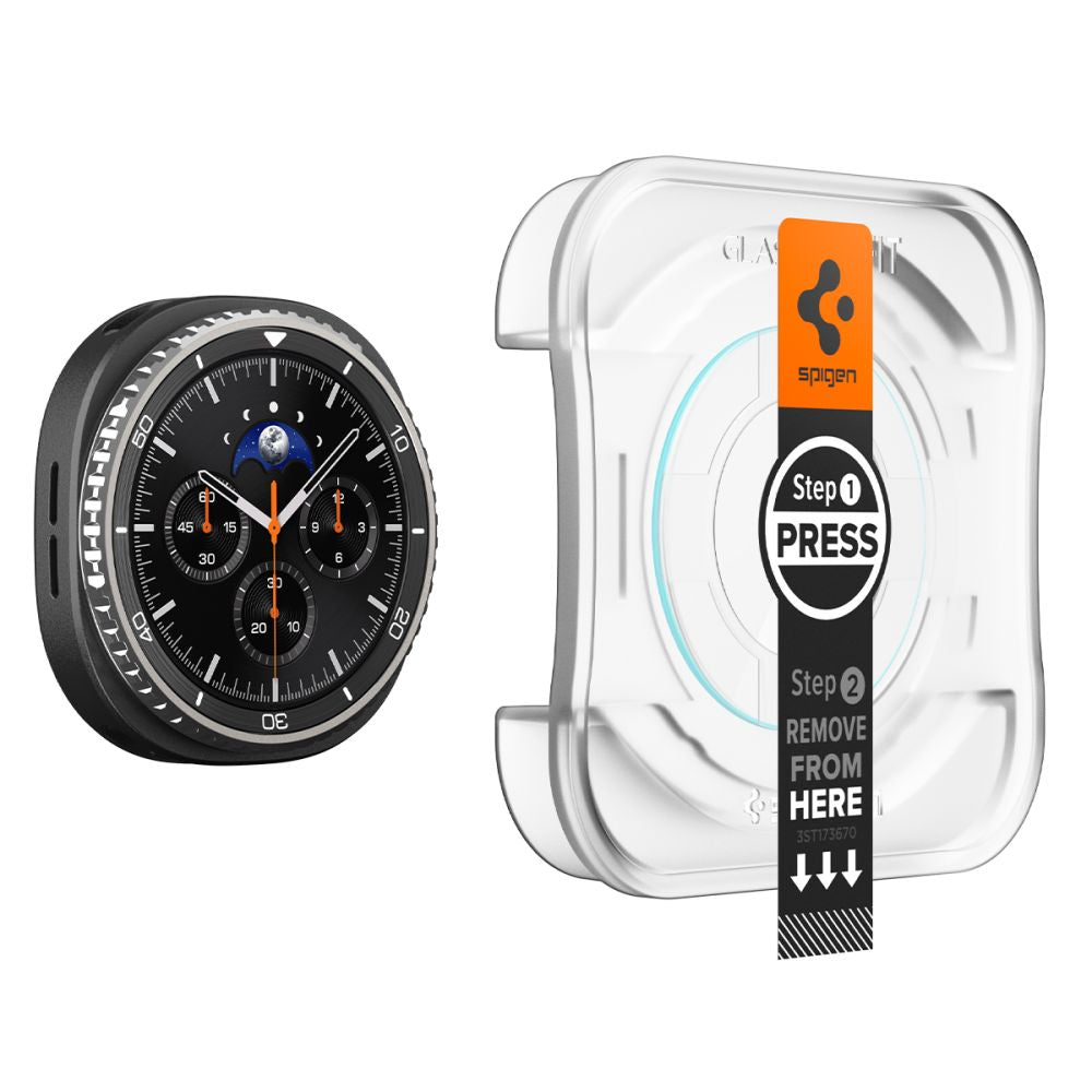 Ochranná fólie Spigen GlastR EZ FIT pro Samsung Galaxy Watch8 Classic, sada 2 kusy, tvrzené sklo AGL09877