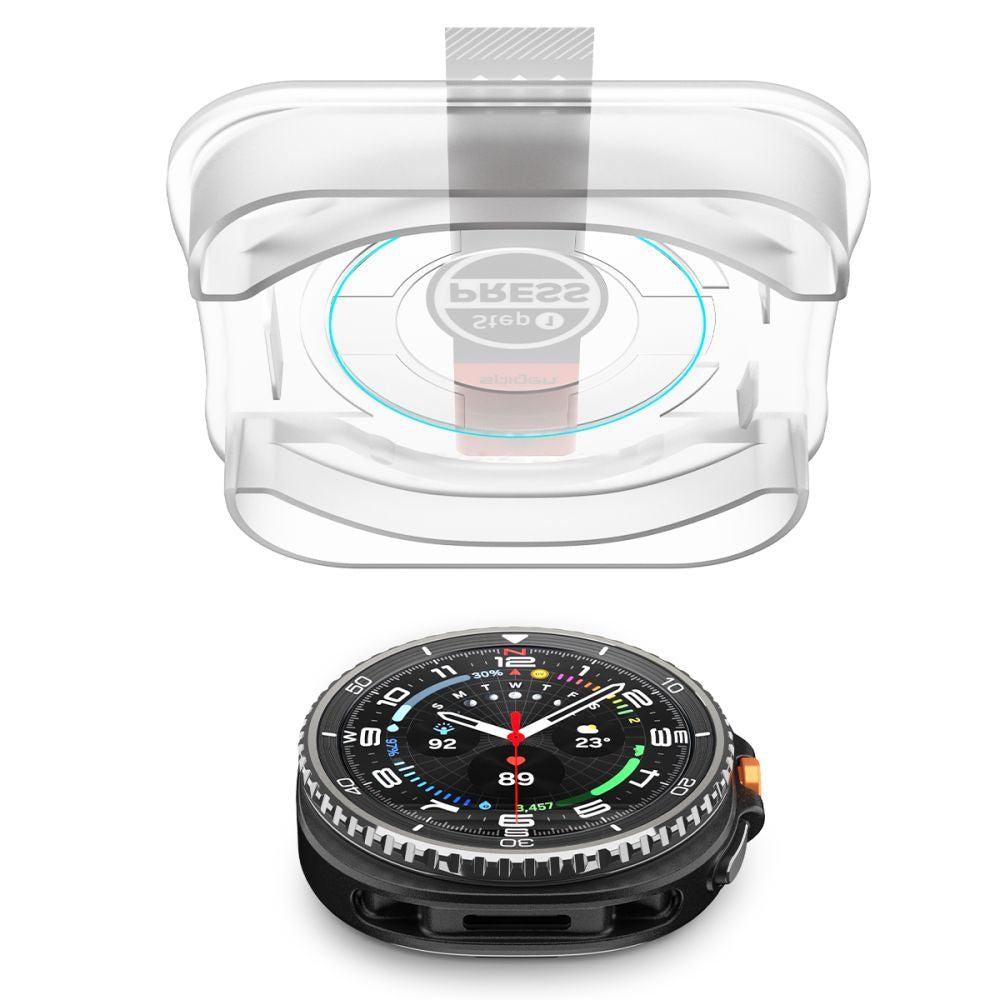 Ochranná fólie Spigen GlastR EZ FIT pro Samsung Galaxy Watch8 Classic, sada 2 kusy, tvrzené sklo AGL09877