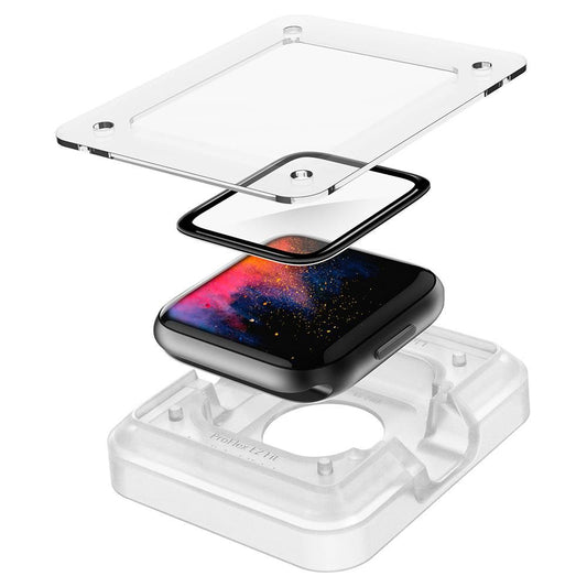 Ochranná fólie Spigen ProFlex EZ FIT pro Apple Watch 44mm Series, sada 2 kusy, flexibilní sklo, černá
