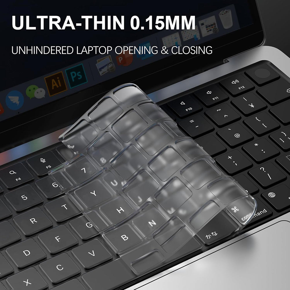 Ochranný kryt klávesnice Techsuit PureTypeX pro Apple MacBook Pro 14 / Air 13 / Air 15 Series, průhledný
