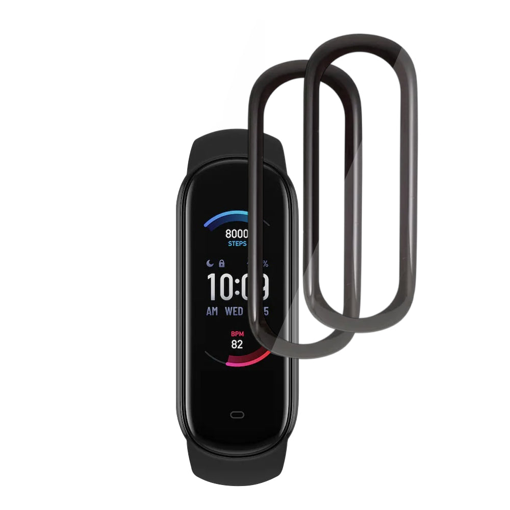 Fólie ochrany Techsuit Nano Flex pro Amazfit Band 5, Sada 2 kusy, Plast, Černá