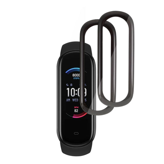Fólie ochrany Techsuit Nano Flex pro Amazfit Band 5, Sada 2 kusy, Plast, Černá
