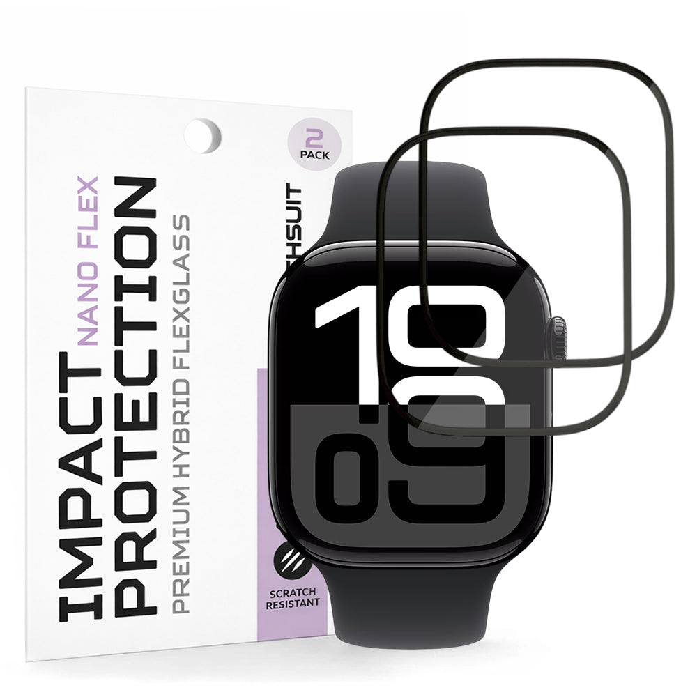 Folie ochranná Techsuit Nano Flex pro Apple Watch Series 10 / 11 46mm, Sada 2 kusy, Plast, Černá