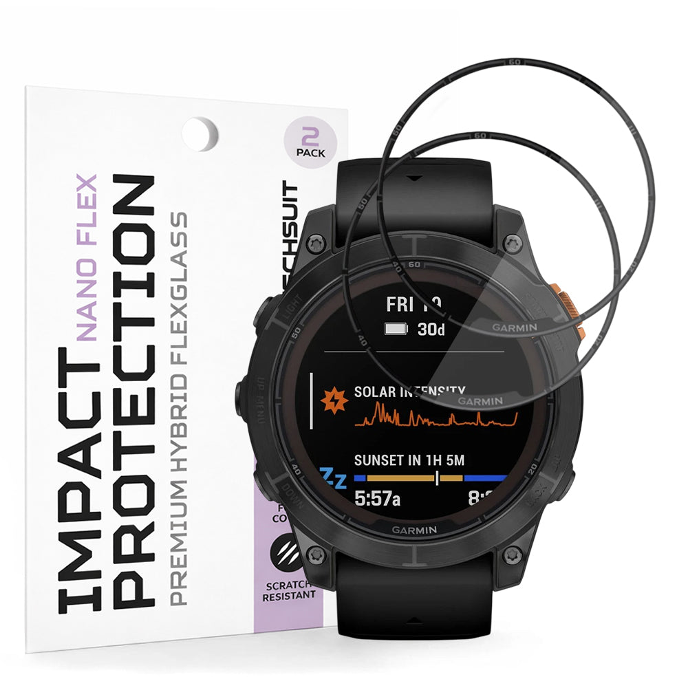 Ochranná fólie Techsuit Nano Flex pro Garmin Fenix 7 Pro Solar, sada 2 kusy, plast, černá