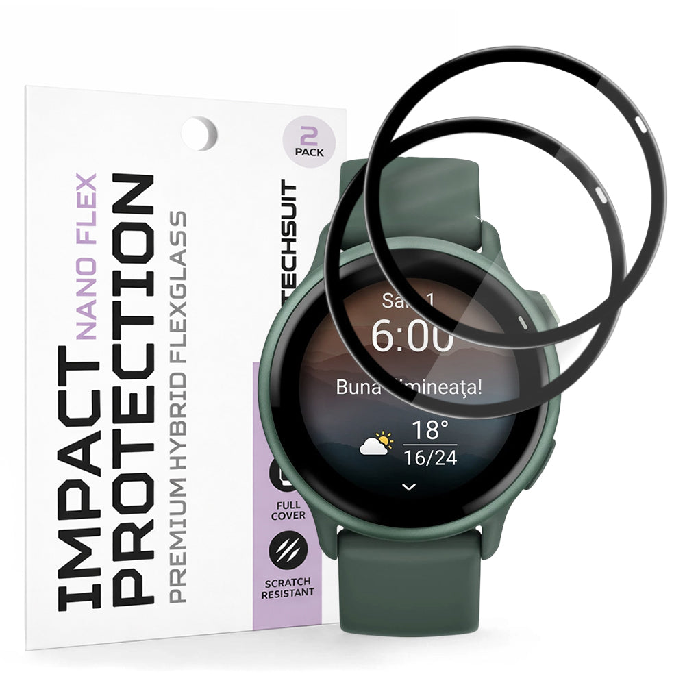 Fólie ochranná Techsuit Nano Flex pro Garmin vivoactive 6, Sada 2 kusy, Plast, Černá