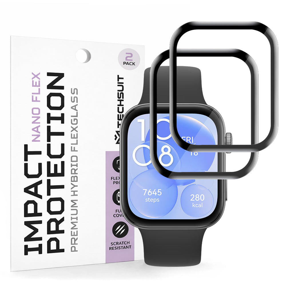 Fólie ochranná Techsuit Nano Flex pro Huawei Watch Fit 3, Sada 2 kusy, Plast, Černá